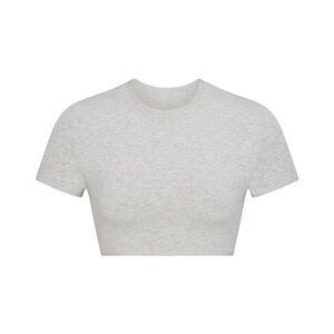 ✨SKIMS NWT COTTON LOGO CROPPED T-SHIRT Light Heather Grey